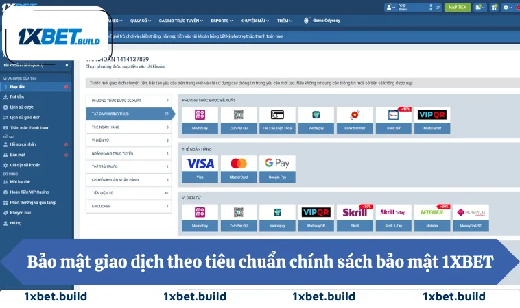 Chính Sách Bảo Mật 1XBET 3 Bảo mật giao dịch tài chính theo tiêu chuẩn chính sách bảo mật 1XBET