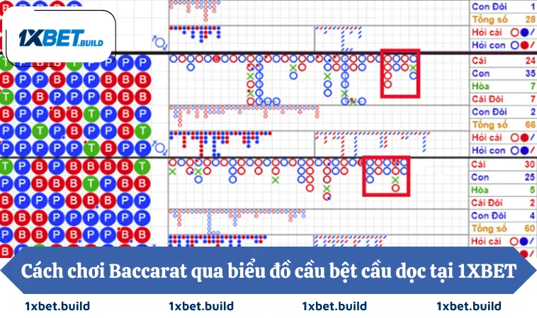Cách Chơi Baccarat 1XBET Theo Chiến Thuật Dân Chuyên 3 Cách chơi Baccarat qua biểu đồ cầu bệt cầu dọc tại 1XBET