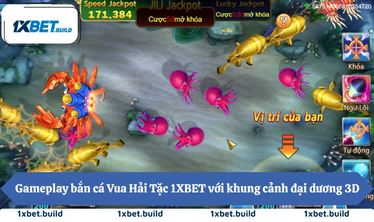 Bắn Cá Vua Hải Tặc: Mẹo Săn Hiệu Quả 99% Người Áp Dụng 1 Gameplay bắn cá Vua Hải Tặc 1XBET với khung cảnh đại dương 3D