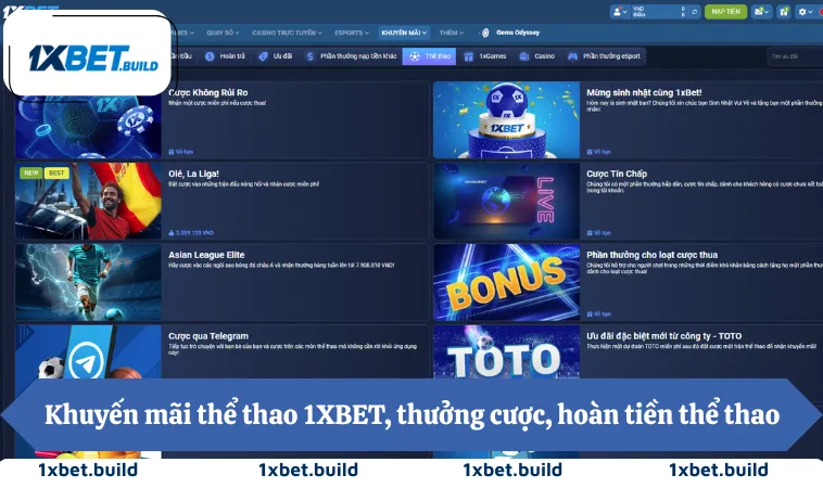 Thể Thao 1XBET 3 Khuyến mãi thể thao 1XBET, thưởng cược, hoàn tiền thể thao