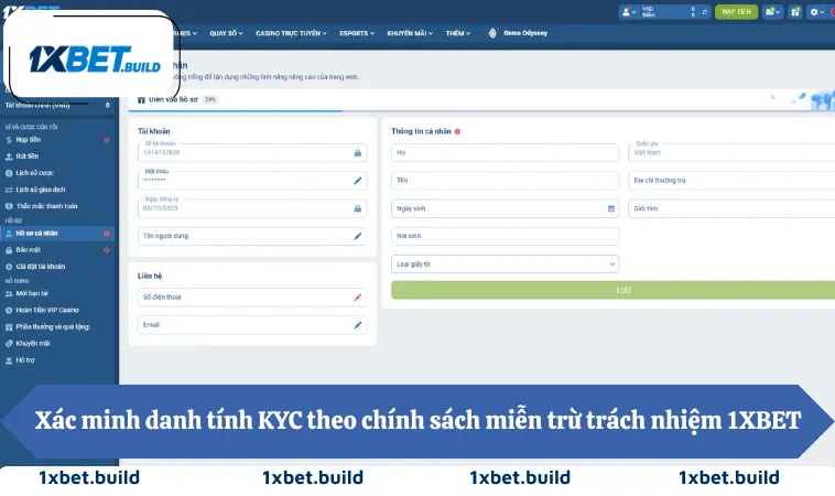 Miễn Trừ Trách Nhiệm 1XBET 3 Xác minh danh tính KYC theo chính sách miễn trừ trách nhiệm 1XBET